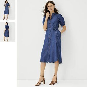 NWT Ann Taylor Chambray Belted Shirtdress